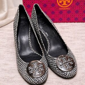 Tory Burch Black and White Wedges